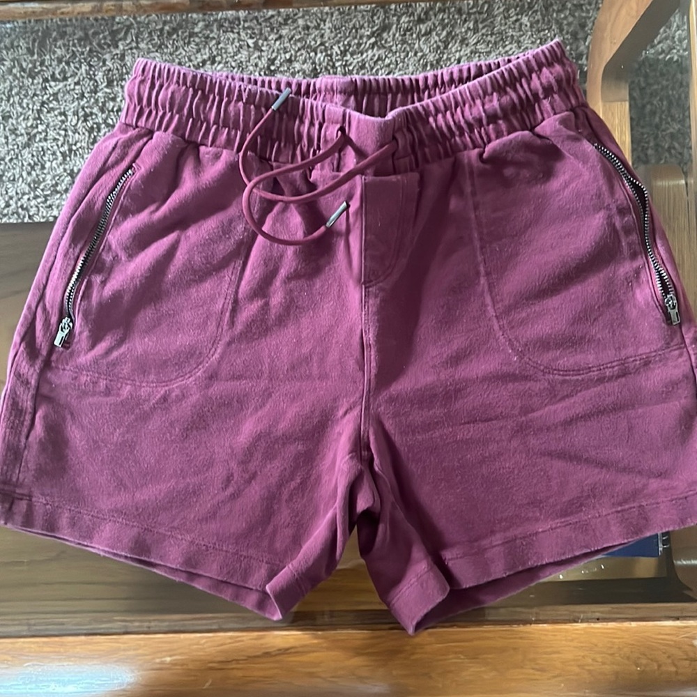 Athletic Works XS (0-2) Burgundy Sweat Shorts Zip Pockets drawstring